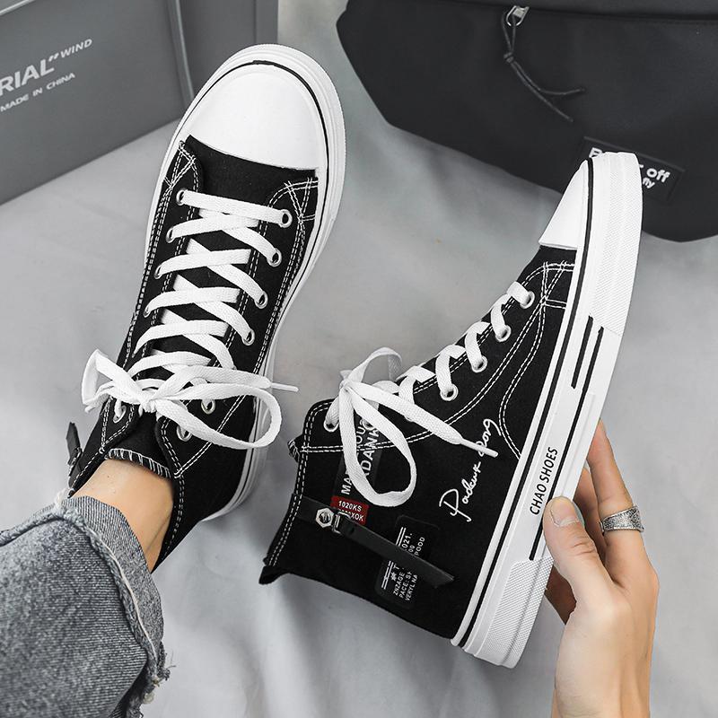 Trendy High-Top Canvas Board Shoes – Casual Korean-Style Sneakers for Students & Men