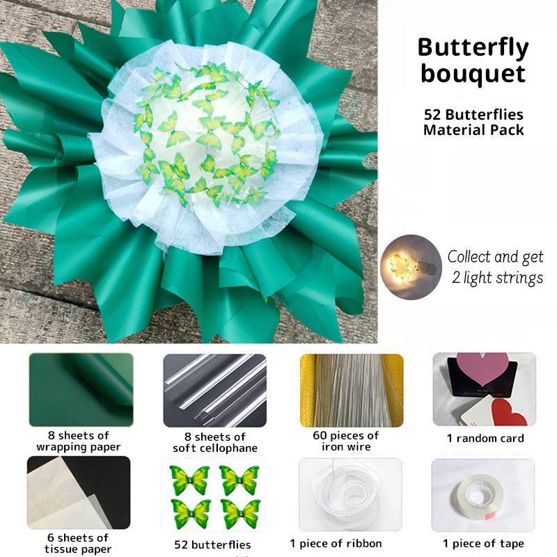 DIY Butterfly Bouquet Kit – Handmade Floral Arrangement with LED Lights | Wedding Décor & Romantic Gift