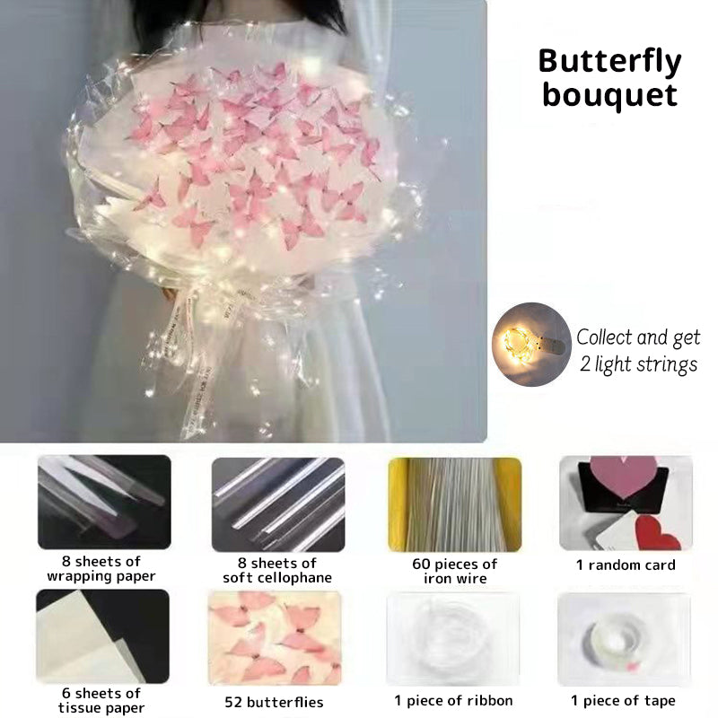 DIY Butterfly Bouquet Kit – Handmade Floral Arrangement with LED Lights | Wedding Décor & Romantic Gift