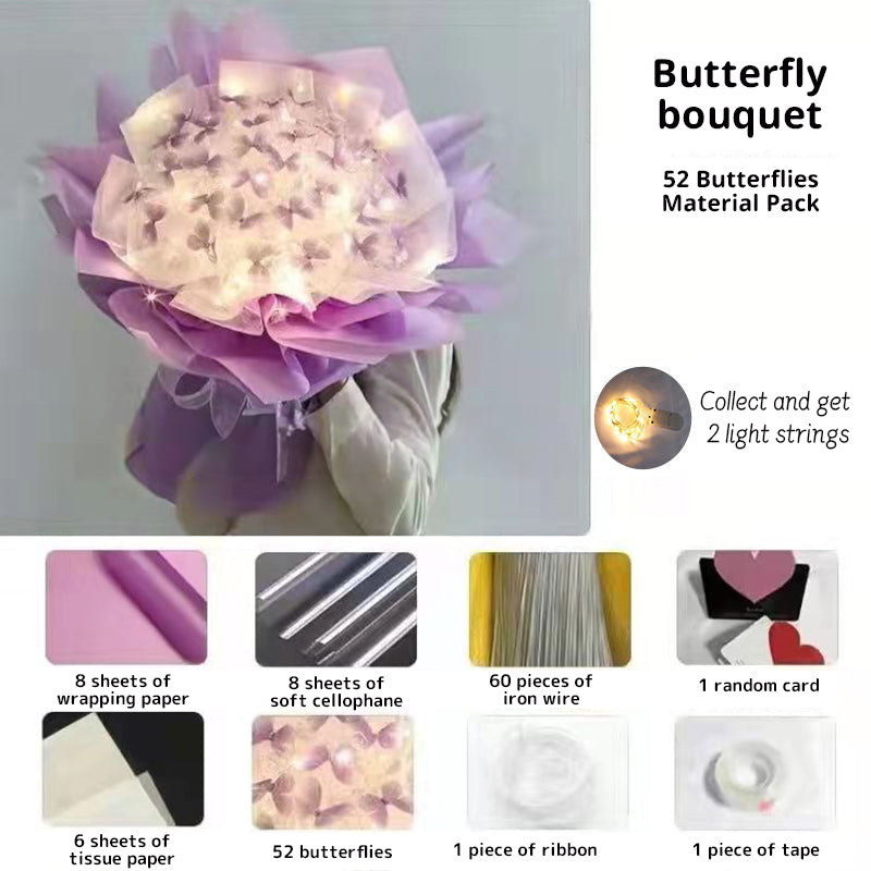 DIY Butterfly Bouquet Kit – Handmade Floral Arrangement with LED Lights | Wedding Décor & Romantic Gift