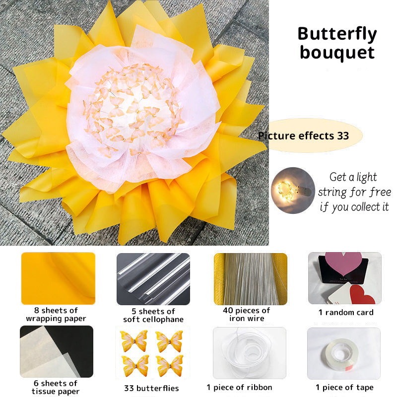 DIY Butterfly Bouquet Kit – Handmade Floral Arrangement with LED Lights | Wedding Décor & Romantic Gift