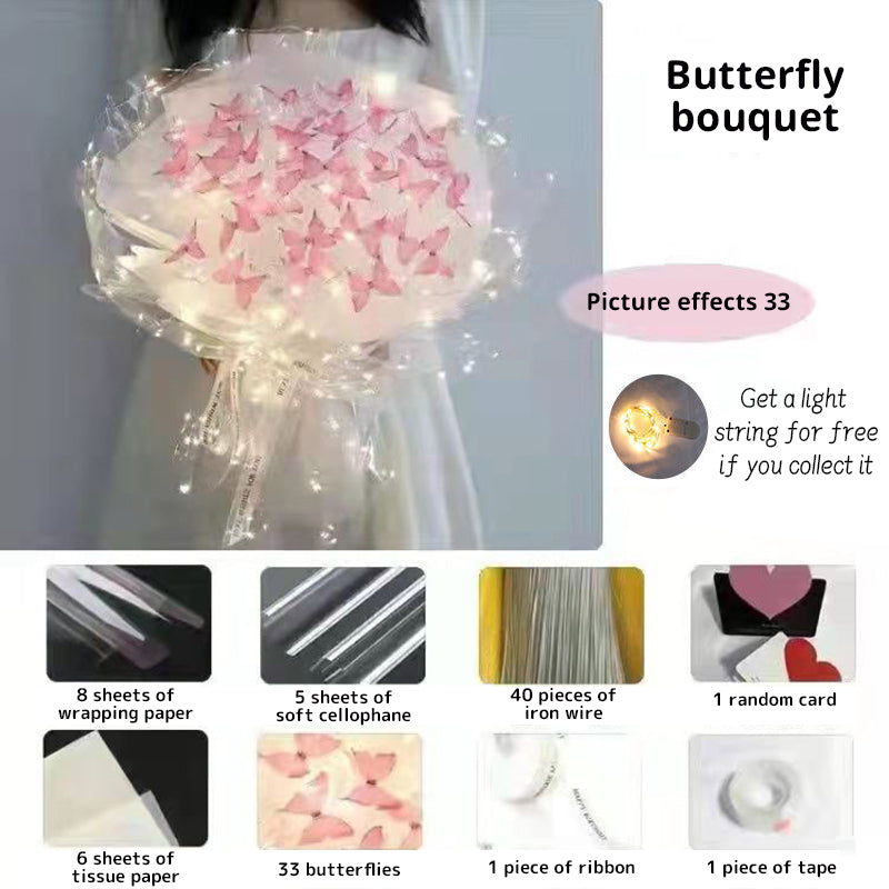 DIY Butterfly Bouquet Kit – Handmade Floral Arrangement with LED Lights | Wedding Décor & Romantic Gift