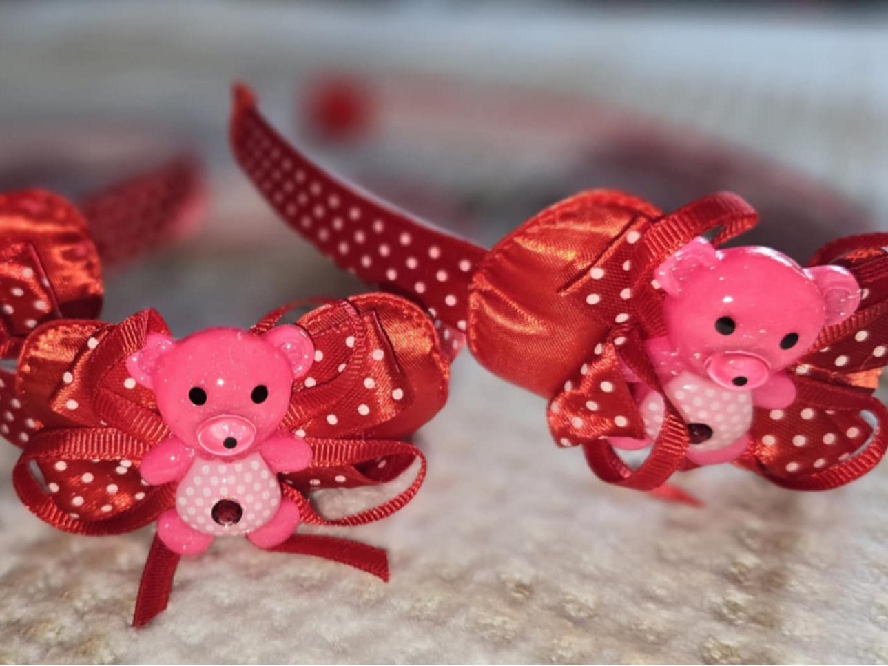 Handmade Girls Headband Set with Faux Pearl & Polka Dot Bow | Cute Hair Accessories (3pcs)