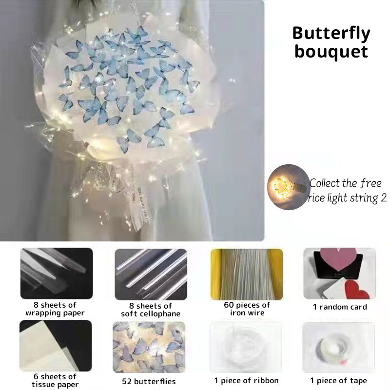 DIY Butterfly Bouquet Kit – Handmade Floral Arrangement with LED Lights | Wedding Décor & Romantic Gift