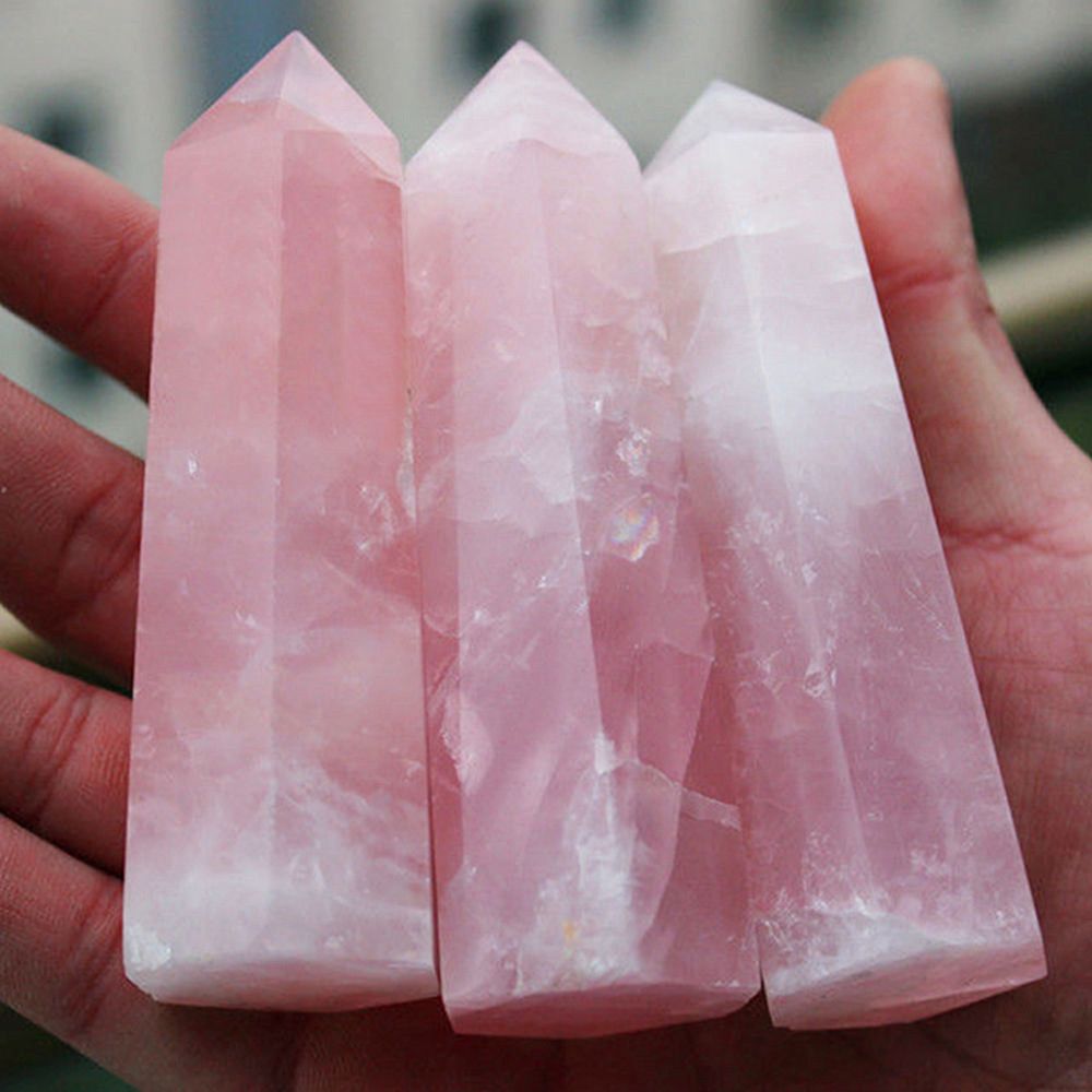 1PC Large Raw Natural Pink Rose Quartz Point Healing Crystal Stone 50-75mm