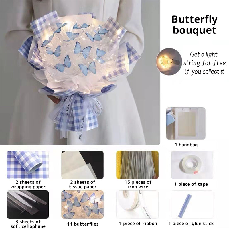 DIY Butterfly Bouquet Kit – Handmade Floral Arrangement with LED Lights | Wedding Décor & Romantic Gift