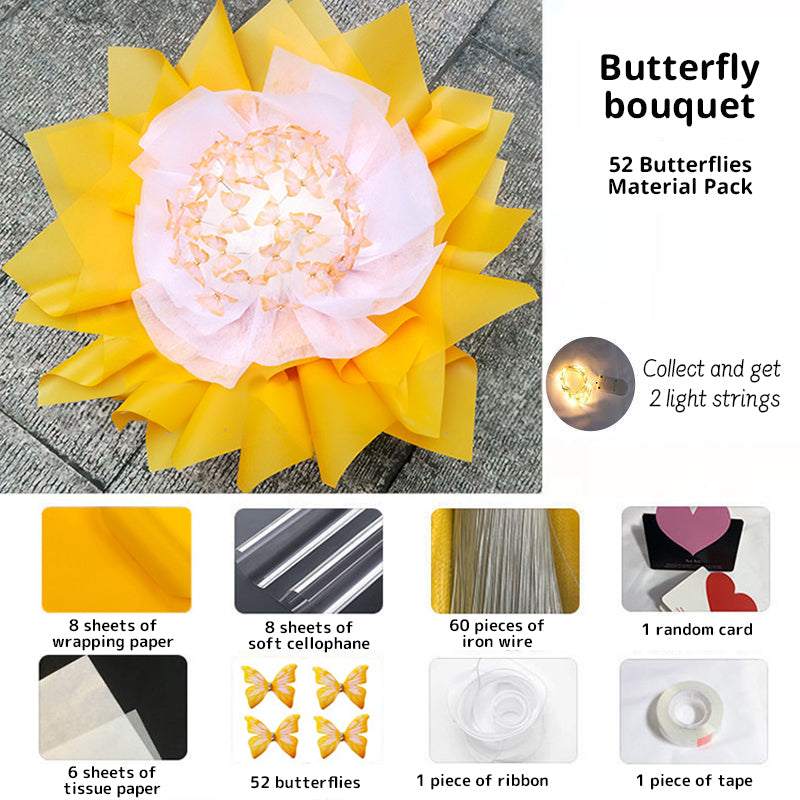 DIY Butterfly Bouquet Kit – Handmade Floral Arrangement with LED Lights | Wedding Décor & Romantic Gift