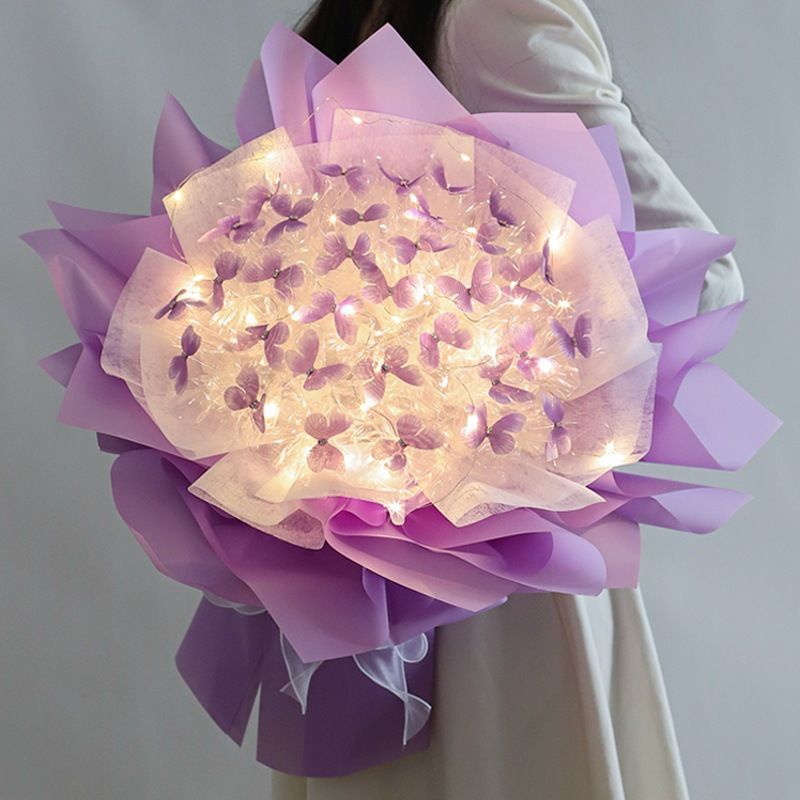 DIY Butterfly Bouquet Kit – Handmade Floral Arrangement with LED Lights | Wedding Décor & Romantic Gift