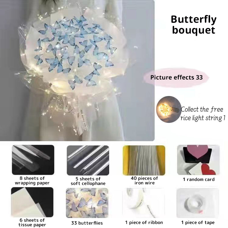 DIY Butterfly Bouquet Kit – Handmade Floral Arrangement with LED Lights | Wedding Décor & Romantic Gift