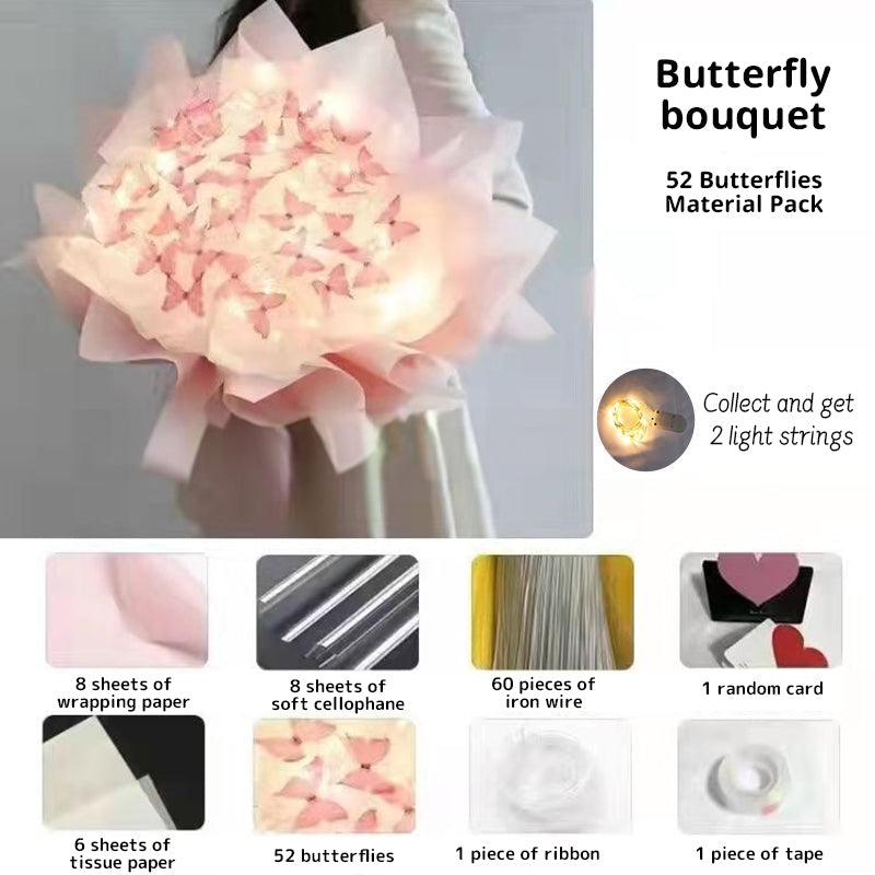 DIY Butterfly Bouquet Kit – Handmade Floral Arrangement with LED Lights | Wedding Décor & Romantic Gift