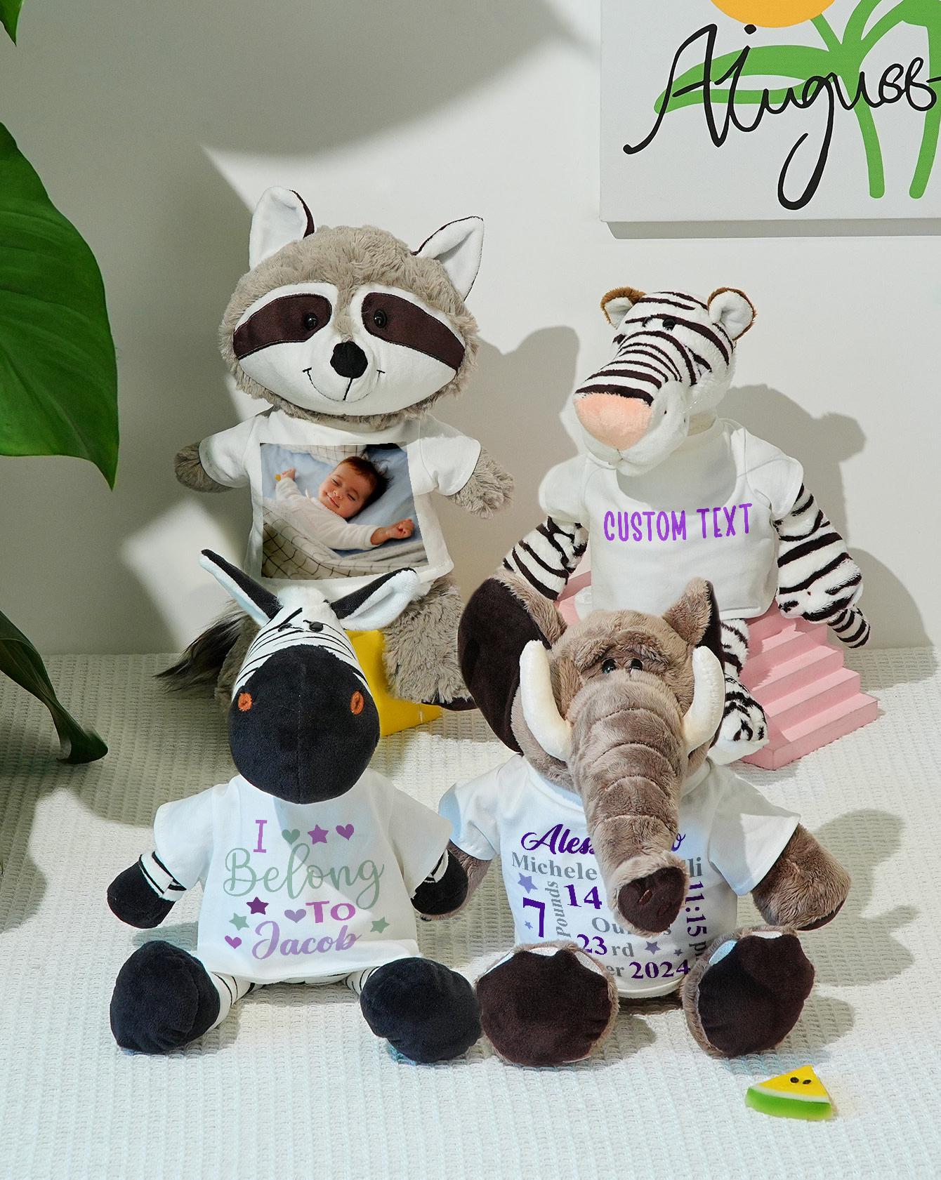 Personalized Animal Plush Toy – Custom Stuffed Birth Announcement Gift for Baby Shower